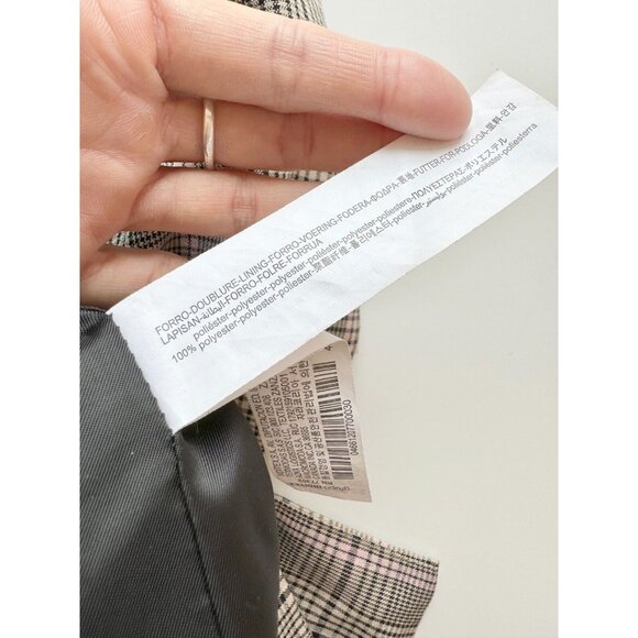 ZARA Brown Pink Check Double Breasted Oversized Blazer Suit Jacket, Size M - Picture 12 of 16